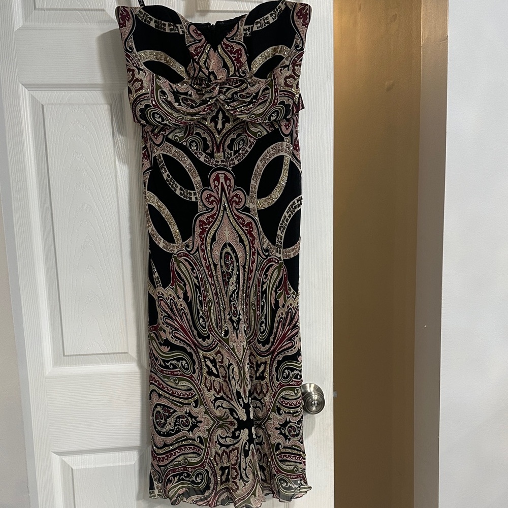 Nicole Miller Black and Cream Strapless Dress